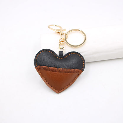 Heart Shape Key Chain With Natural Pink Embroidery, Made Of PU Leather, Featuring A Sweet Style