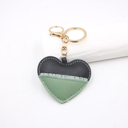 Heart Shape Key Chain With Natural Pink Embroidery, Made Of PU Leather, Featuring A Sweet Style