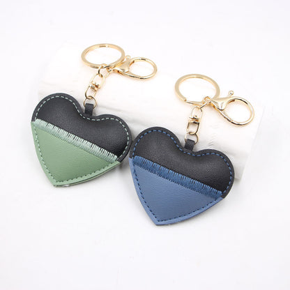 Heart Shape Key Chain With Natural Pink Embroidery, Made Of PU Leather, Featuring A Sweet Style
