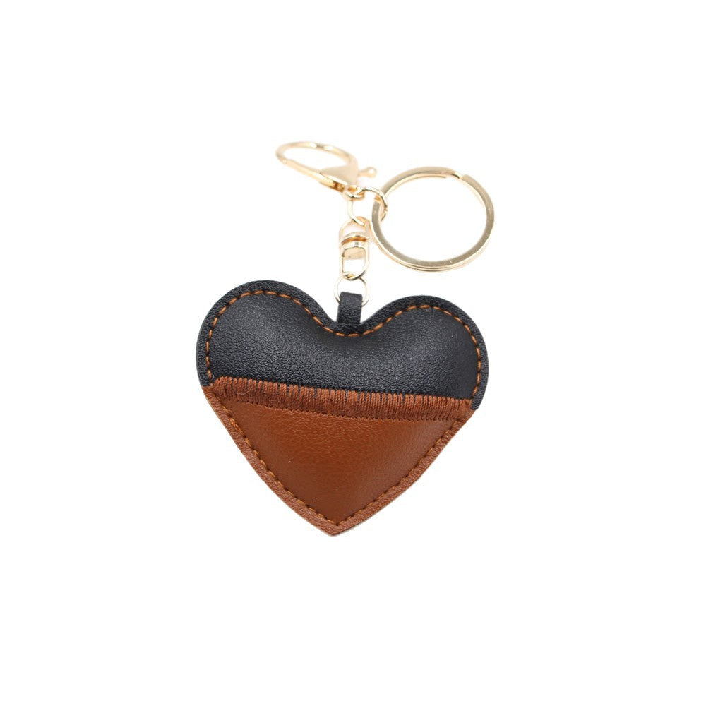 Heart Shape Key Chain With Natural Pink Embroidery, Made Of PU Leather, Featuring A Sweet Style