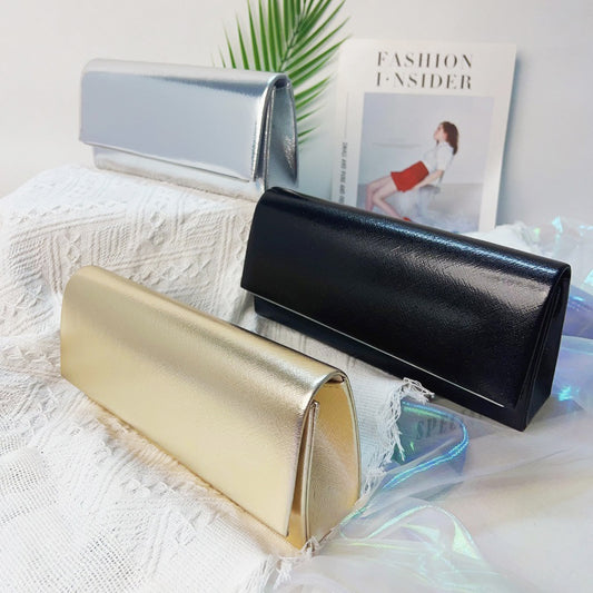 Solid Color Square Patent Leather Evening Bag For Women With Chain Strap