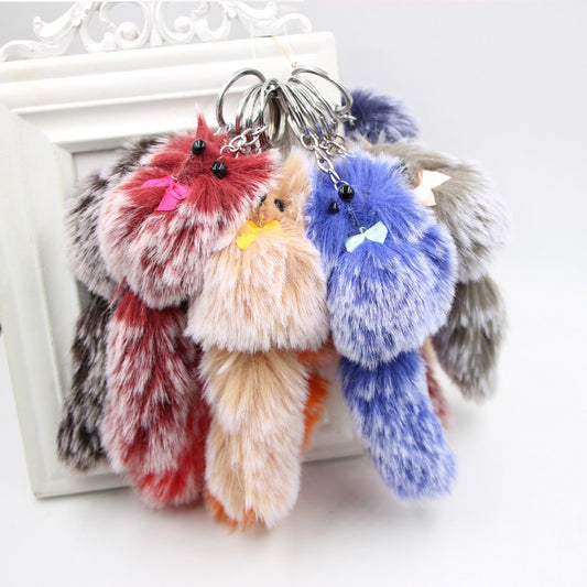 Fox Pattern Fake Fur Bag Charm Key Chain, Stylish Accessory For Bags And Keys