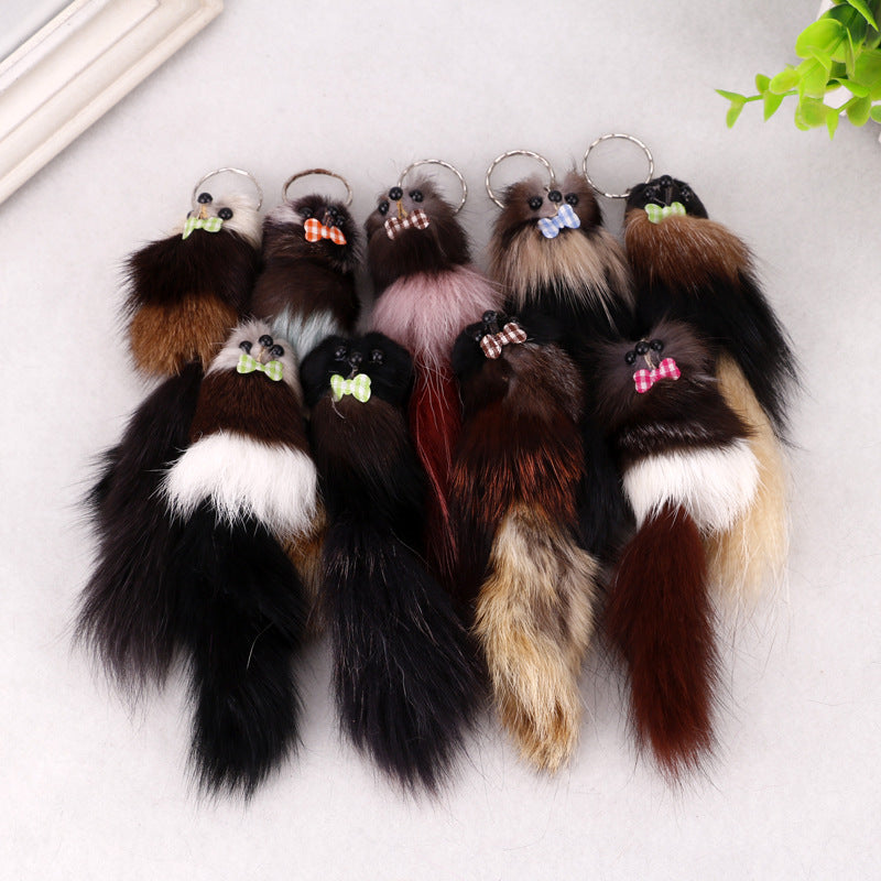 Multicolor Fox Plush Bag Charm Key Chain Accessory For Bags