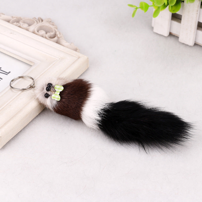 Multicolor Fox Plush Bag Charm Key Chain Accessory For Bags