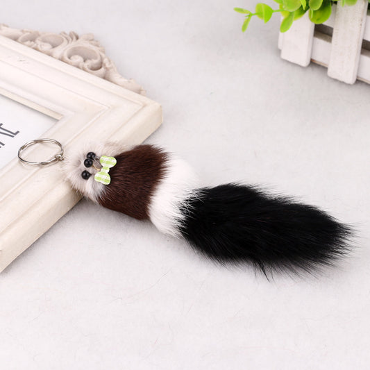 Multicolor Fox Plush Bag Charm Key Chain Accessory For Bags