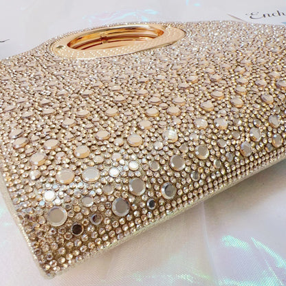 Women’s Shell Clutch Bag In PU Leather With Rhinestones And Chain Strap, Elegant Evening Bag