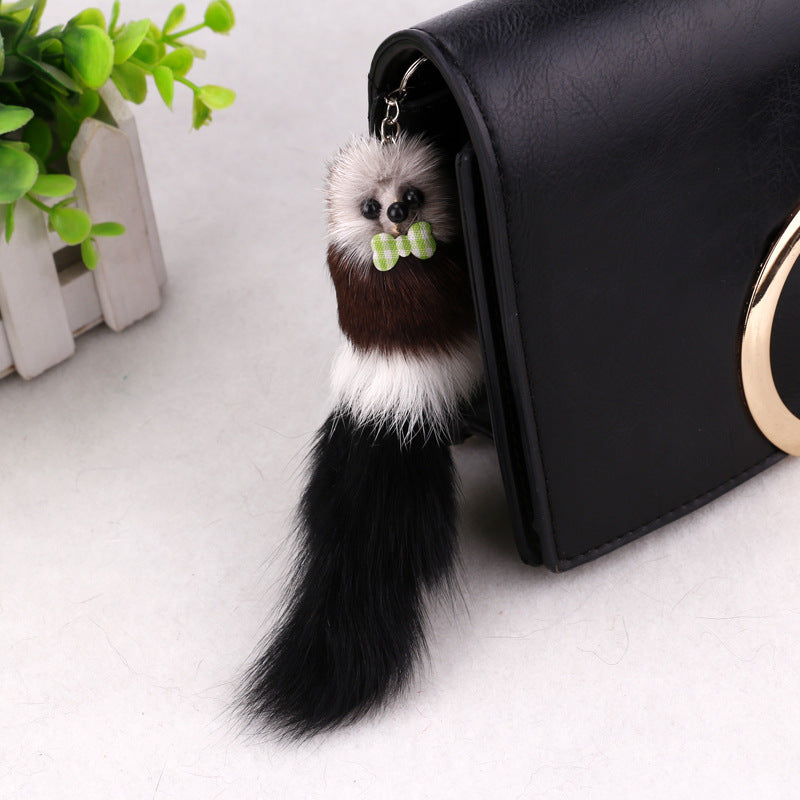 Multicolor Fox Plush Bag Charm Key Chain Accessory For Bags