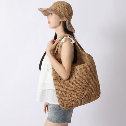 Oval Straw Shoulder Bag For Women Featuring Braid Design With Single Shoulder Strap, Portable And Stylish