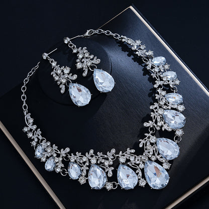 2 Pieces White Jewelry Set For Women Featuring Gem Pattern And Alloy Material With Gem Inlay