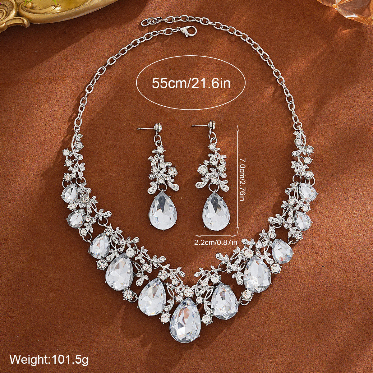 2 Pieces White Jewelry Set For Women Featuring Gem Pattern And Alloy Material With Gem Inlay