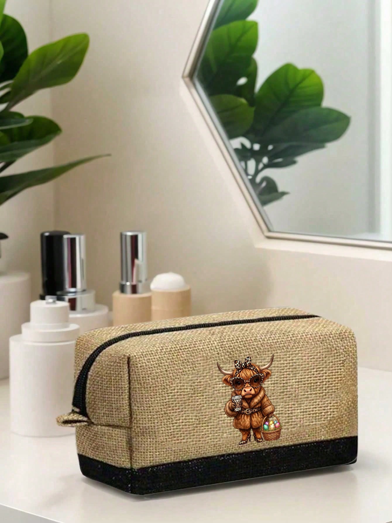 Unisex Polyester Shoulder Bag With Double Handle Featuring Printing, Portable Design For All Seasons