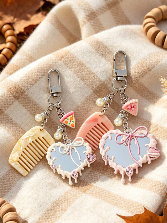Sweet Heart Shape Alloy Keychain Bag Pendant