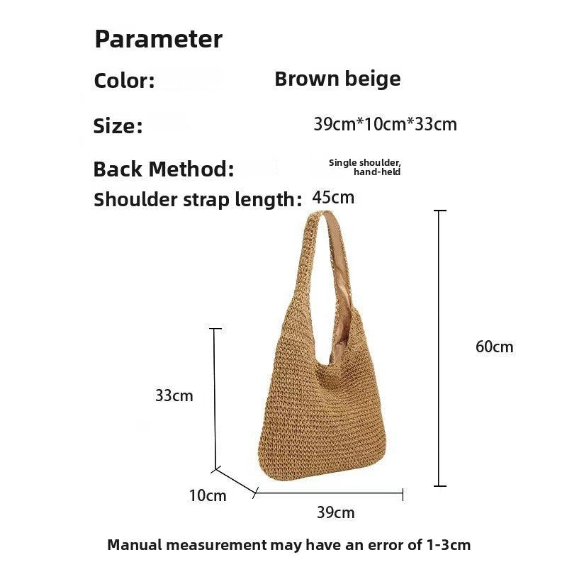 Oval Straw Shoulder Bag For Women Featuring Braid Design With Single Shoulder Strap, Portable And Stylish
