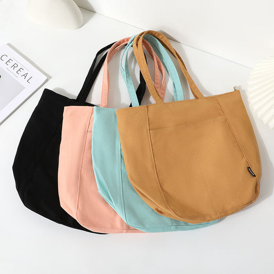 Square Canvas Tote Bag With Sewing Thread Detail, Large Capacity, Single Shoulder Strap, Perfect For Summer