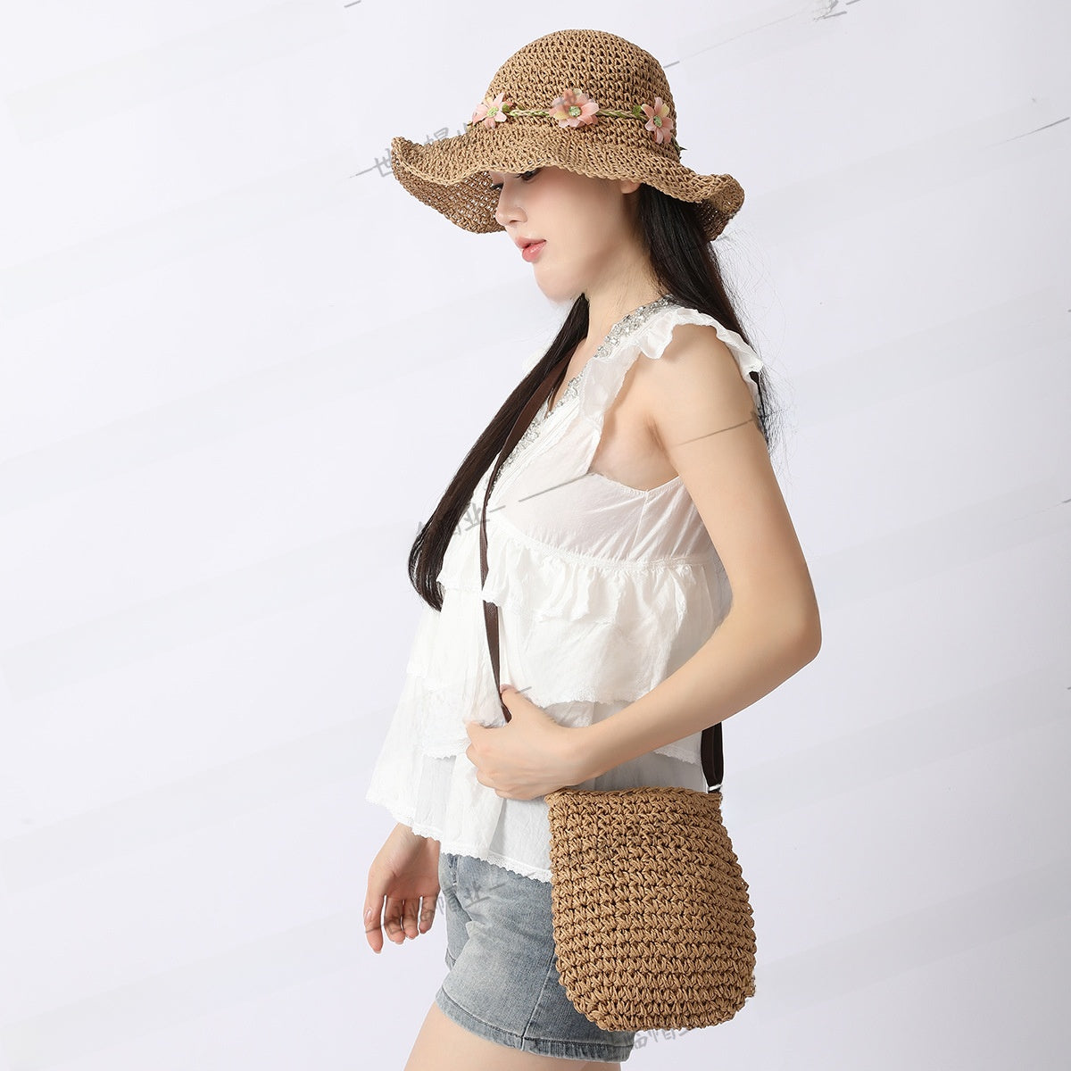 Oval Straw Shoulder Bag For Women Featuring Braid Design With Single Shoulder Strap, Portable And Stylish