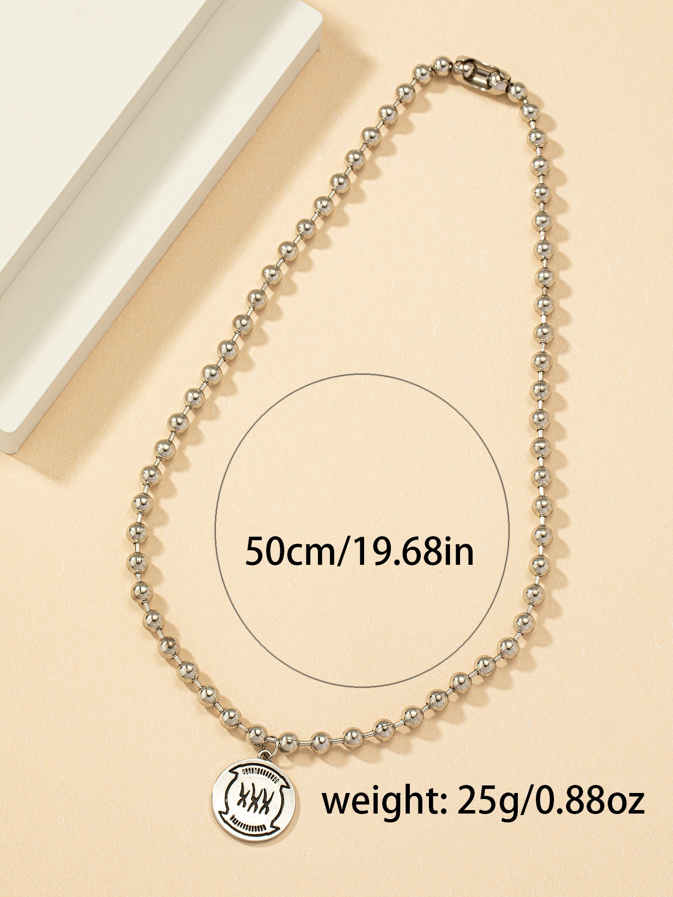 Bohemian Three-dimensional Letter Pendant Necklace In White K Plated Zinc Alloy With Beaded Chain For Unisex