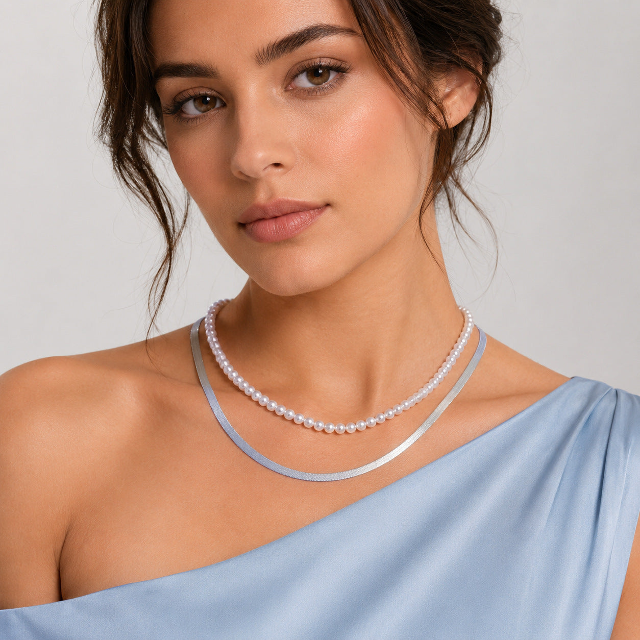 Sweet Double Layer Pearl Necklace For Women With Gold Beading, Zinc Alloy And Imitation Pearl Inlay