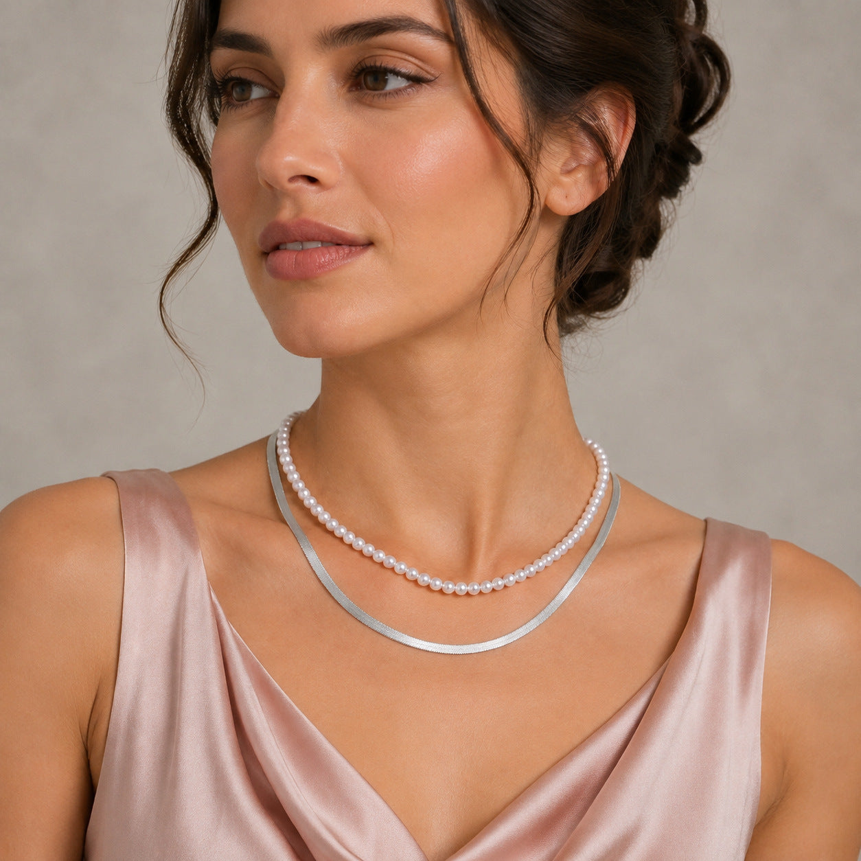Sweet Double Layer Pearl Necklace For Women With Gold Beading, Zinc Alloy And Imitation Pearl Inlay