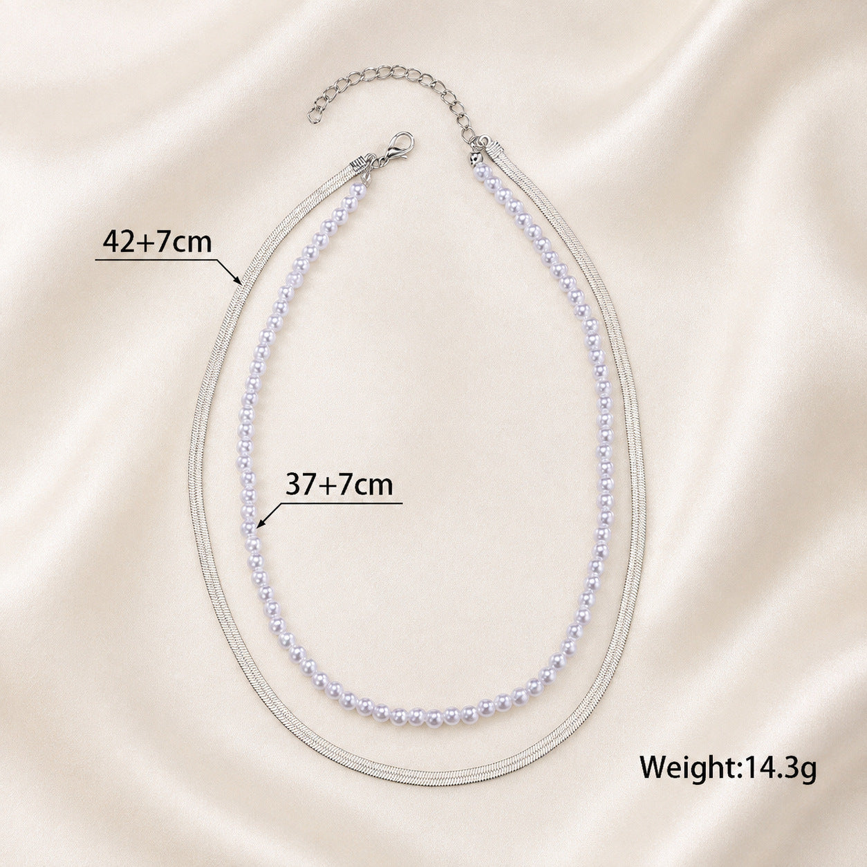 Sweet Double Layer Pearl Necklace For Women With Gold Beading, Zinc Alloy And Imitation Pearl Inlay