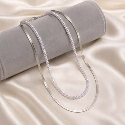 Sweet Double Layer Pearl Necklace For Women With Gold Beading, Zinc Alloy And Imitation Pearl Inlay