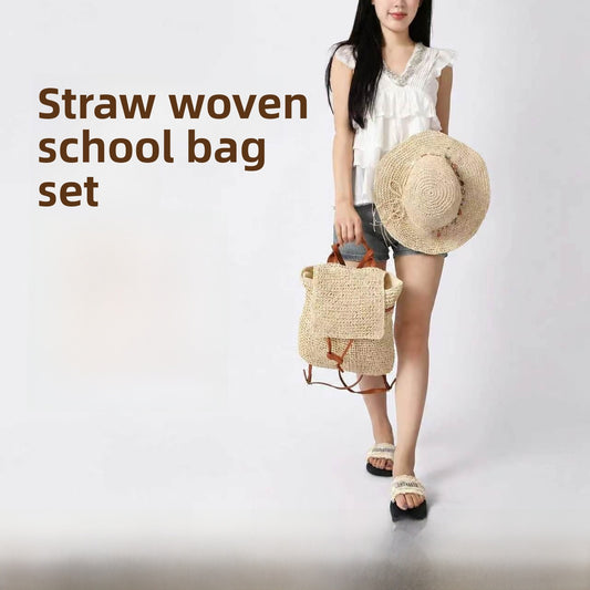 Straw Bucket Bag With Braid Design, Large Capacity Single Shoulder Strap Bag For Spring