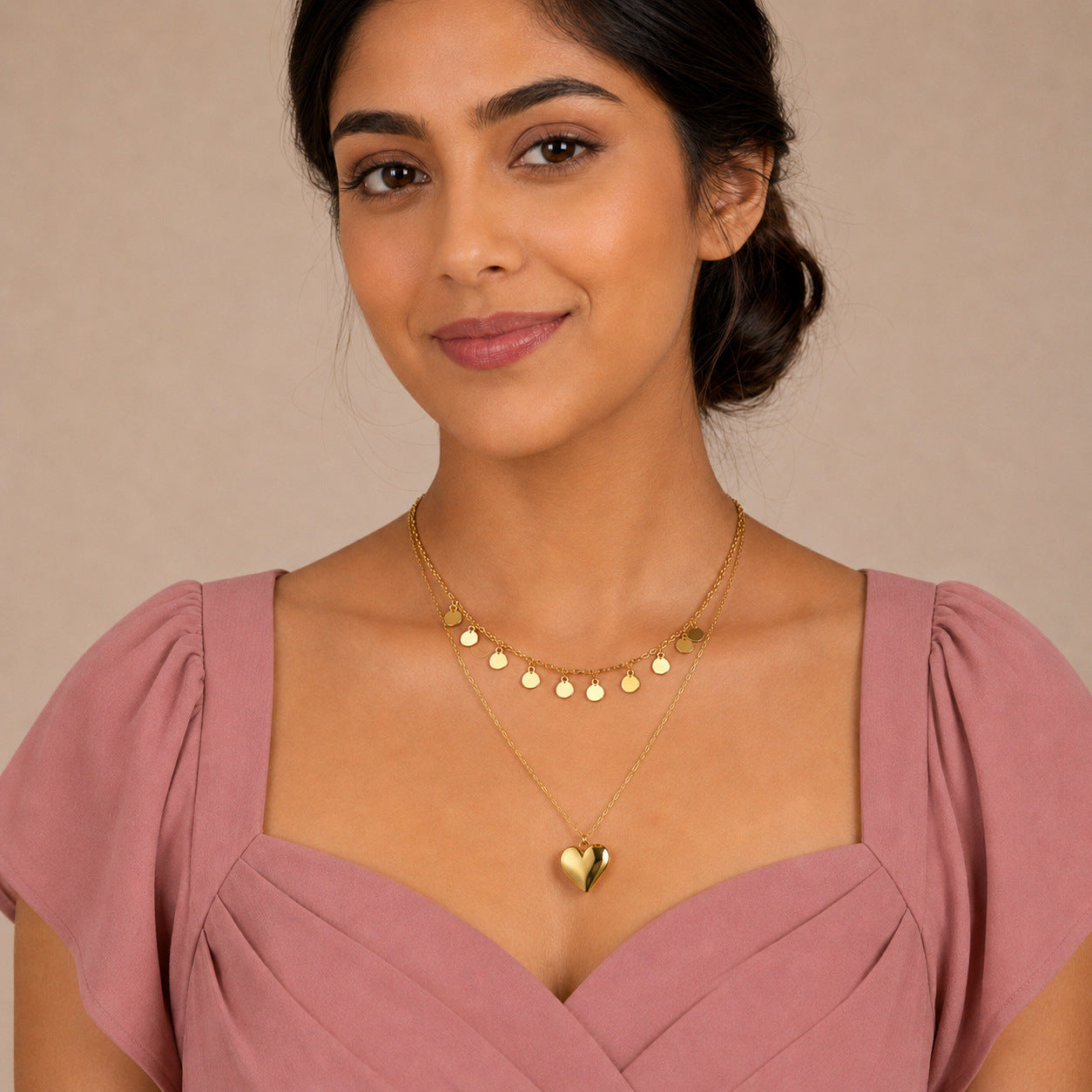 Sweet Heart Shape Necklace For Women In Gold Featuring KC Golden Plated Zinc Alloy With Imitation Pearl Inlay