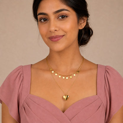 Sweet Heart Shape Necklace For Women In Gold Featuring KC Golden Plated Zinc Alloy With Imitation Pearl Inlay