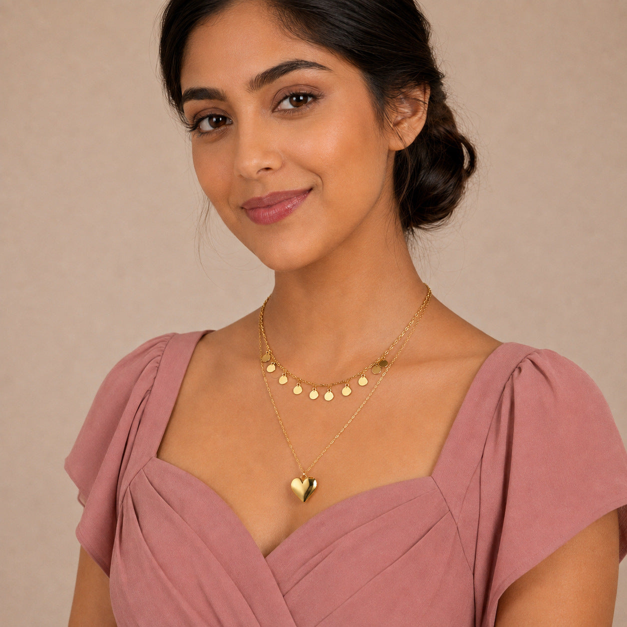 Sweet Heart Shape Necklace For Women In Gold Featuring KC Golden Plated Zinc Alloy With Imitation Pearl Inlay