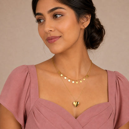Sweet Heart Shape Necklace For Women In Gold Featuring KC Golden Plated Zinc Alloy With Imitation Pearl Inlay