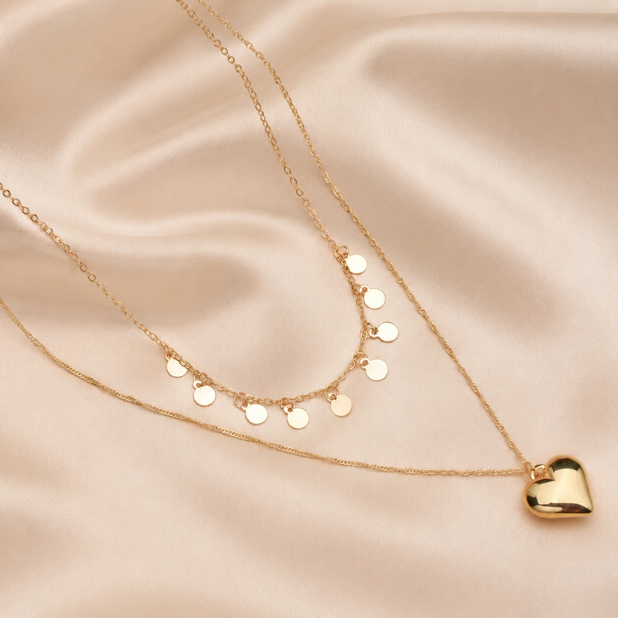 Sweet Heart Shape Necklace For Women In Gold Featuring KC Golden Plated Zinc Alloy With Imitation Pearl Inlay