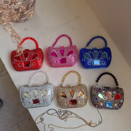 Square Acrylic Evening Bag For Women With Rhinestones, Featuring Top Handle, Perfect For Spring