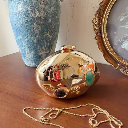 Multicolor Round Acrylic Evening Bag For Women Featuring Chain Strap, Stylish And Elegant Design