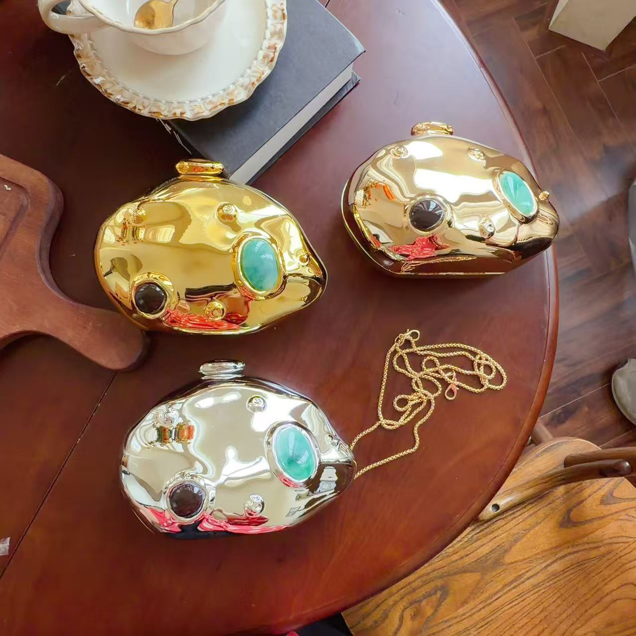 Multicolor Round Acrylic Evening Bag For Women Featuring Chain Strap, Stylish And Elegant Design