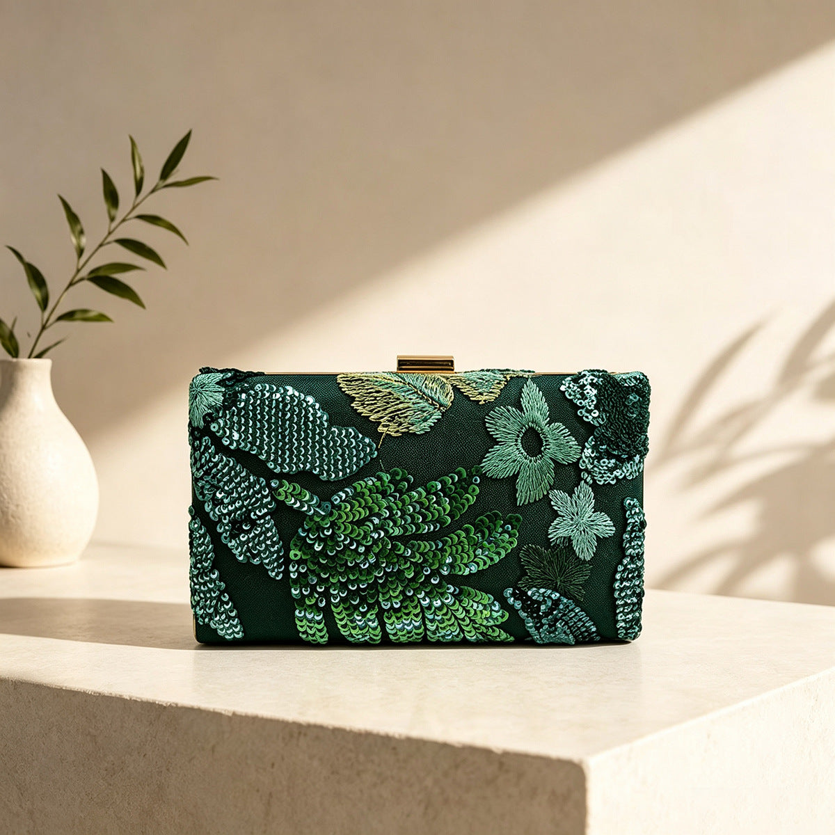 Women’s Square Sequins Clutch Bag With Top Handle, Polyester Evening Bag Featuring Shiny Sequins