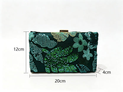 Women’s Square Sequins Clutch Bag With Top Handle, Polyester Evening Bag Featuring Shiny Sequins