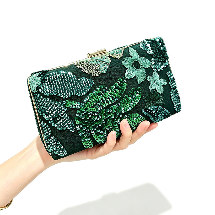 Women’s Square Sequins Clutch Bag With Top Handle, Polyester Evening Bag Featuring Shiny Sequins