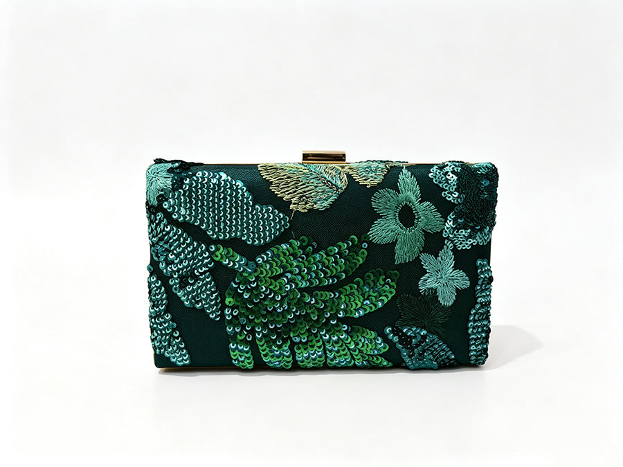 Women’s Square Sequins Clutch Bag With Top Handle, Polyester Evening Bag Featuring Shiny Sequins