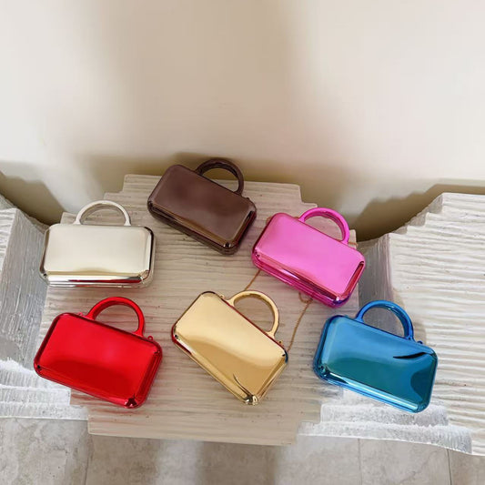 Solid Color Square Acrylic Handbag For Women Featuring A Stylish Chain Strap