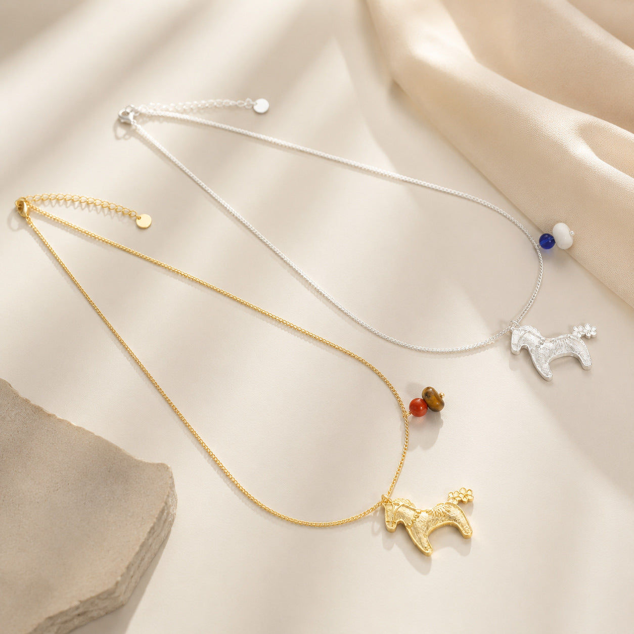 Handmade Horse Necklace For Women In Simple Style, Brass Material With KC Golden Electroplated Finish And Handmade Chain