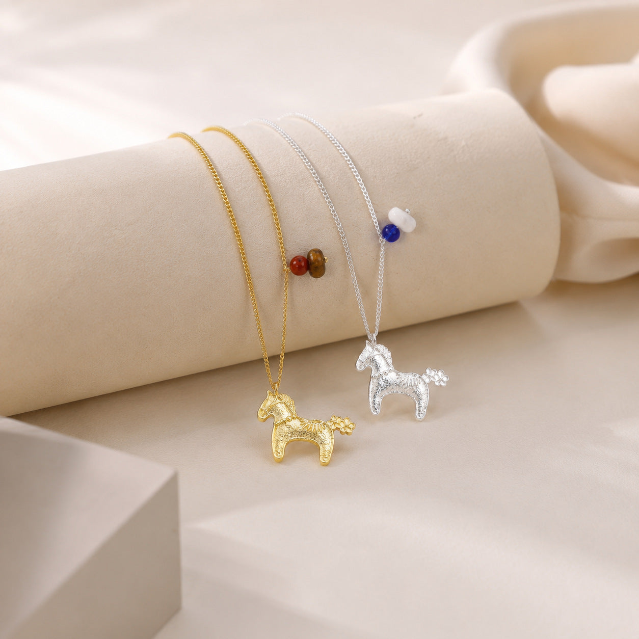 Handmade Horse Necklace For Women In Simple Style, Brass Material With KC Golden Electroplated Finish And Handmade Chain