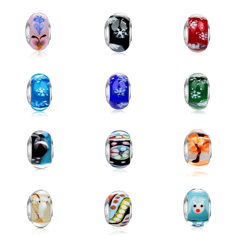 Electroplated Glass Flower Beads For Jewelry Making, Handmade Jewelry Accessories In Colour