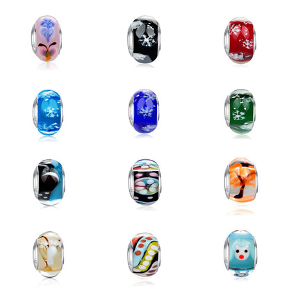Electroplated Glass Flower Beads For Jewelry Making, Handmade Jewelry Accessories In Colour