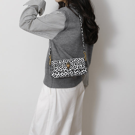 Leopard Print Square Crossbody Bag For Women In PU Leather With Sewing Thread Detail, Perfect For Summer