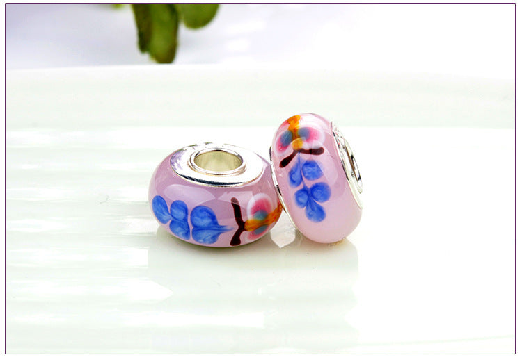 Electroplated Glass Flower Beads For Jewelry Making, Handmade Jewelry Accessories In Colour
