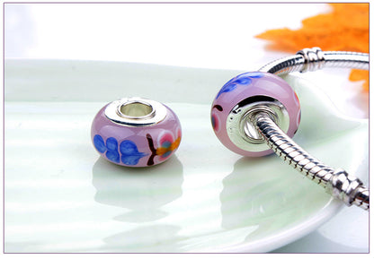 Electroplated Glass Flower Beads For Jewelry Making, Handmade Jewelry Accessories In Colour