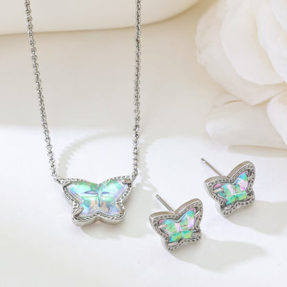Cute Handmade Butterfly Necklace For Women In Copper With KC Golden Plated Finish And Glass Inlay, Featuring Slider Chain