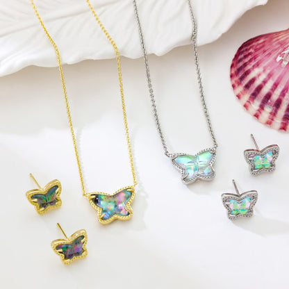 Cute Handmade Butterfly Necklace For Women In Copper With KC Golden Plated Finish And Glass Inlay, Featuring Slider Chain