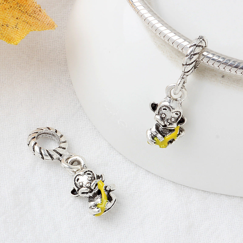 Cute Dog Alloy Beads For Jewelry Making With Electroplated Gold Finish, Perfect Jewelry Accessories