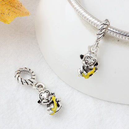 Cute Dog Alloy Beads For Jewelry Making With Electroplated Gold Finish, Perfect Jewelry Accessories