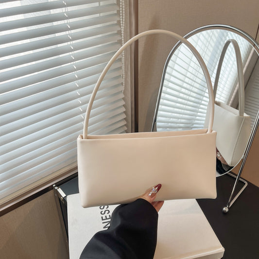 Women’s Square Underarm Bag In PU Leather Featuring Sewing Thread Splicing Design, Perfect For Spring & Summer